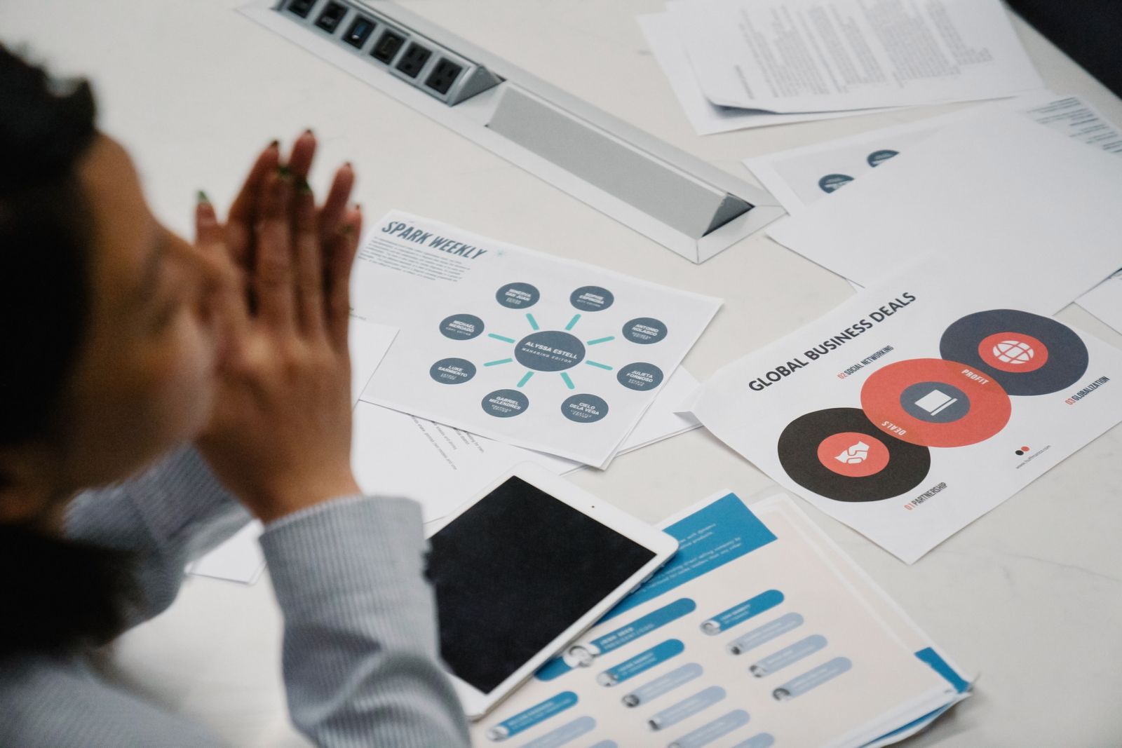 Business leader reviewing financial charts during a planning meeting